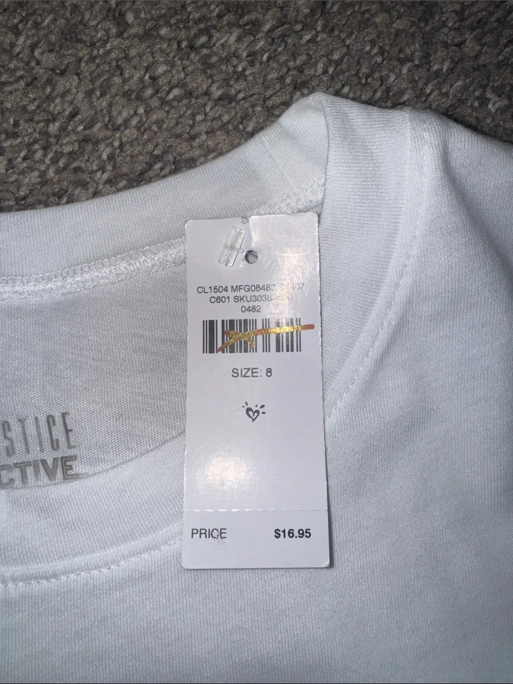 NWT Justice White Tee with Pastel Wave Graphic